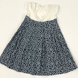 Strapless Floral & White Dress